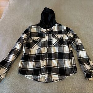 Boys RSQ Flannel Black & White Hoodie